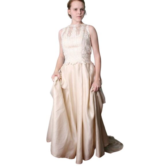 Pronovias Costura Barcelona 100% silk 90s VTG ivory wedding dress - Picture 1 of 16